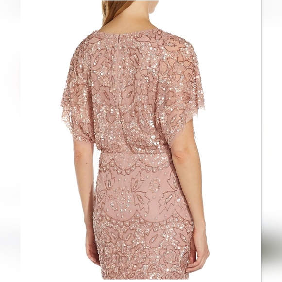 Adrianna Papell Women's Beaded Mesh Blouson Dress - Picture 2 of 13